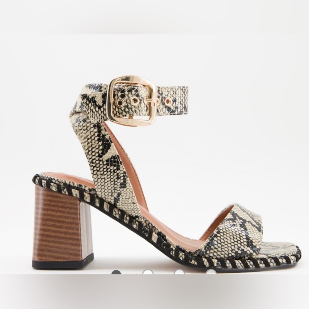 ASOS DESIGN Stylish Snake Print Block Heel Sandals